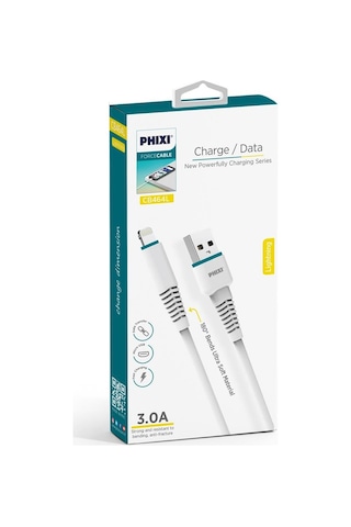 Phixi Force CB464L Usb-a To Lightning Şarj ve Data Kablo Beyaz