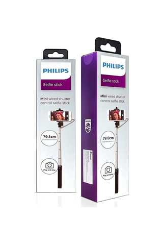 Philips Uyumlu 3.5 MM Kablolu 270 Derece Dönebilen Premium Selfie Çubuğu 3611 Lila