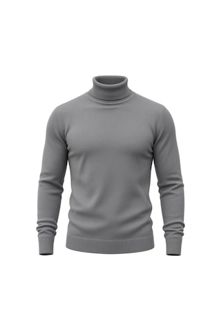 Givoria Erkek Yarım Boğazlı Kazak Balıkçı Yaka Esnek Kumaş Normal Kesim Triko Gri Gri