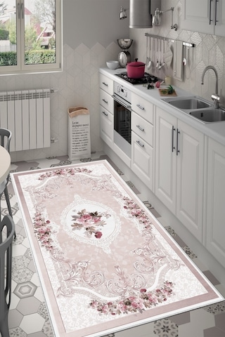 West Home Dijital Baskı Yıkanabilir Kaymaz Taban Salon Halısı Mutfak Halısı Yolluk Ve Banyo Paspası Wh 031 Rose