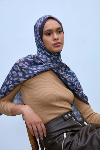 Silk Home Eco Viscose Şal Lacivert Indigo Vizon Kiremit Leopar Desenli Nefes Alan 90x200 Çok Renkli