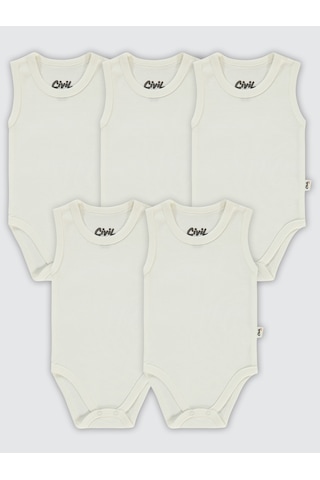 Civil Baby Bebek 5'li Çıtçıtlı Badi 0-3 Ay Beyaz Beyaz