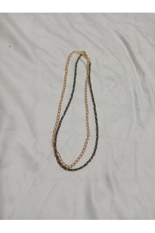 Modern Çift Kolye Koyu Yeşil