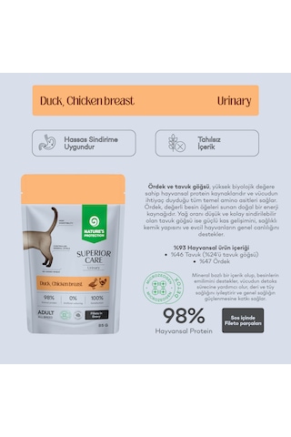 Nature S Protection Superior Care Urinary Ördekli & Tavuk Göğüslü Sos İçinde Yaş Kedi Maması 85g