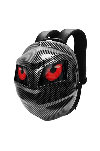Karbon Fiber Led Gözlü Akıllı Sırt Çantası Sert Kasa, Usb Şarj Girişli, Işıklı Teknolojik Çanta Siyah