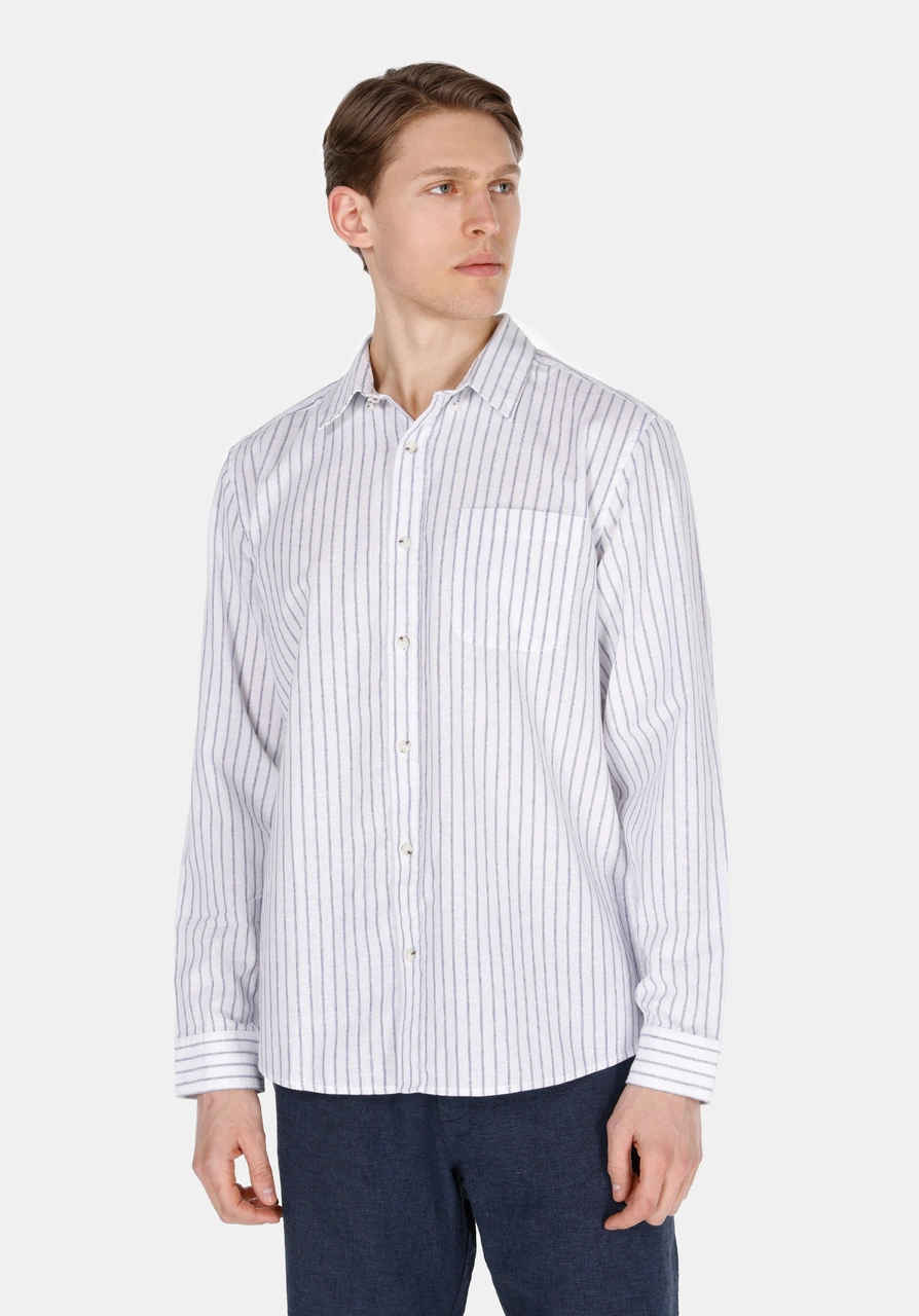 Colin's Colins Regular Fit Shirt Neck Çizgili Erkek Lacivert Uzun Kol Gömlek Cl1074495 Q1.v1 Nys Navy Striped