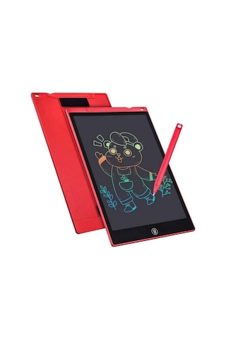 12 Inc Renkli Lcd Grafik Dijital Kalemli Çizim Tableti Yazı Tahta Not Yazma Eğitim Tableti Kırmızı Aklby-bsva58