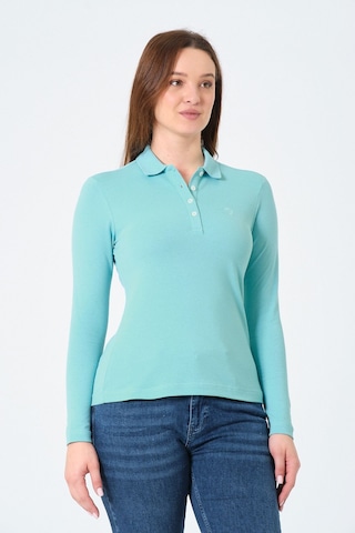 Msw Kadın Uzun Kollu Regular Fit Polo Yaka T-shirt Su Yeşili