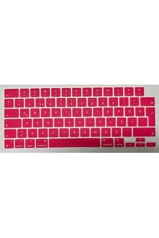 Arabulalaca Apple Macbook Uyumlu Air 15 Inç A3448 A3114 A3241 A2941 M2 / M3 / M4 / M5 Türkçe Q Silikon Klavye Koruyucu Pembe