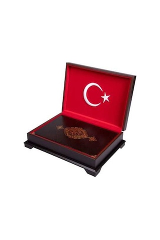 Ahşap Kutulu Kur'an-ı Kerim - 0356 (Rahle Boy, Ay-Yıldız)