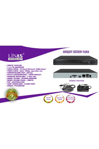 16 Kanal Nvr Ip Xmeye Kayıt Cihazı