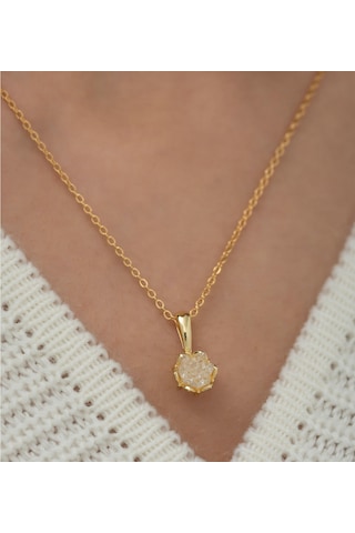 Altın Kaplama Beyaz Zirkon Taşlı Lotus Çiçeği Kadın Kolye Çok Renkli