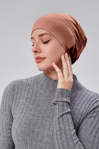 Kadın Tesettür Hazır Pratik Geçmeli Bone Lastikli Kaymaz Gül Kurusu Gül Kurusu