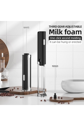 Maiyame "şarj Edilebilir Katlanabilir Çift Başlı Elektrikli Süt Köpürtücü - Kahve, Krem Şanti Ve Yumurta Karıştırıcı" Siyah