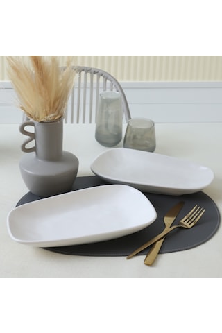 Keramika Mat Beyaz Tetra Kayık Tabak 28 Cm 2 Adet 022