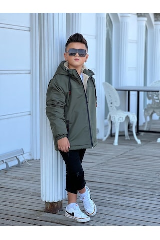 Erkek Çocuk Kapüşonlu İçi Kürklü Mont Km3050 Haki