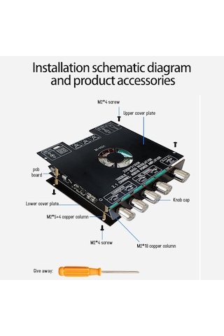 Vkemall Zk-as21 Kompakt 2.1 Kanal Tpa3255 Bt Dijital Güç Amplifikatörü Kartı Modülü Yüks Siyah