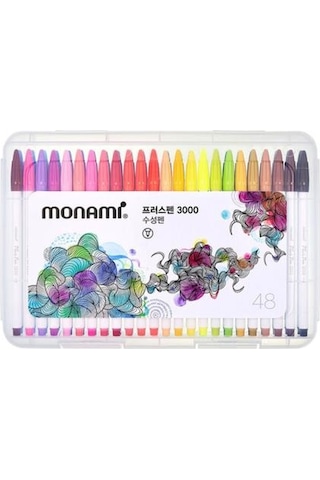 Monami 3000 Plus Pen Fine Liner Çizim Kalem Seti 48 Renk Kutulu Set Çok Renkli