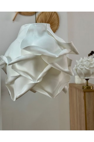 Modern Eva Gül Beyaz Tasarım Sarkıt Avize Beyaz