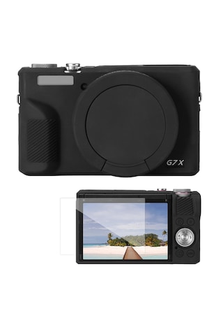 K&f Concept K&f Canon G7x Mark Iıı Uyumlu Silikon Kılıf + Ekran Koruyucu / Siyah Black