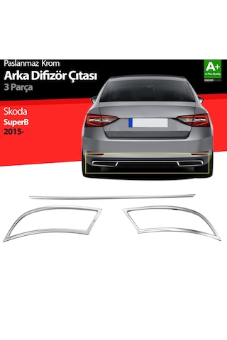 S-Dizayn  Skoda Superb Krom Egzoz Çıkışı 3 Parça Set 2015-2019