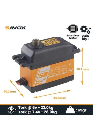 Savox Sb2273sgp Digital Servo Brushless Motor High Voltage Çelik Dişli
