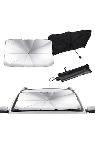 Autokit Oto Güneşlik Katlanabilir Şemsiye Tipi Ön Cam Güneşliği 140x80cm Fa1-639 1 Adet