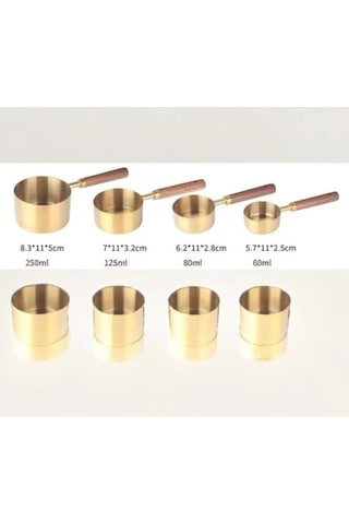 Büro Ev Ofis Mutfağı İçin 4parça Ahşap Saplı Ölçü Kaşığı Seti Gri