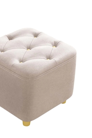 Most Hallow Kapitoneli Kare Puf 03 Bej Kadife Kumaş Evinize Tesl