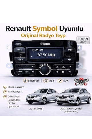 Renault Symbol Uyumlu Radyo Teyp Cd Siz Yeni Versiyon Beyaz Ekranlı 280218771r