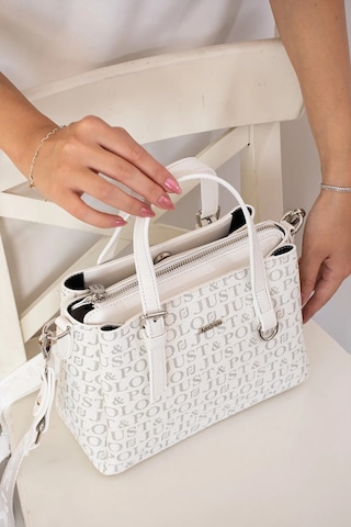 Just Polo Kadın Orijinal Ayarlanabilir Askılı Şık El Ve Omuz Çantası Shopper Ebat : 18 X 25 Cm Beyaz