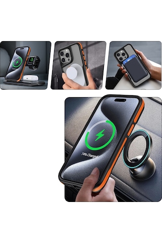Apple Uyumlu iPhone 16 Pro Kılıf Şeritli Ve Airbaglı Bogo Magsafe Kapak Siyah