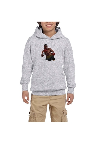 Zepplin Giyim Mike Tyson WBC Fight Gri Çocuk Kapşonlu Sweatshirt Gri