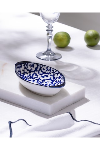 Madame Coco Reve Bleu Reneta Oval Tabak - 19 Cm - Mavi/beyaz 8684427225127 Çok Renkli