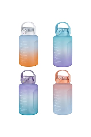Vagonlife Mega Büyük Boy 2500ml 2.5litre Pipetli/pipetsiz Kullanım Çift Renk Motivasyon Matarası Çok Renkli