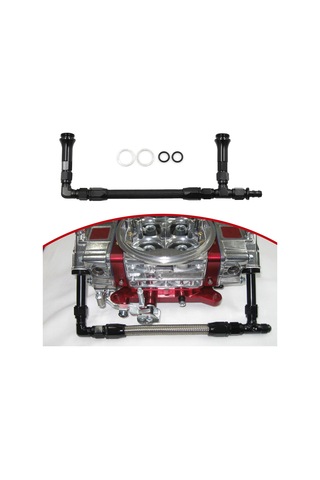 Lemestar Alüminyum An6 Çift Kanallı Karbüratör Yakıt Hattı Seti - Siyah 7/8"-20 Dişli 3/8" Borular