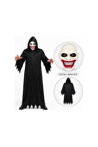 Storeşahin Kanlı Gülüş Maskeli Siyah Kapüşonlu Kostüm Seti 140 Cm Shn0720 Diğer