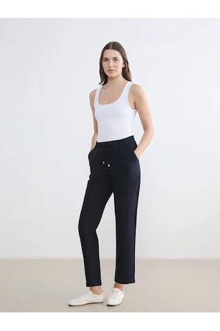 LC Waikiki Lcw Everyday Lacivert Beli Lastikli Kadın Pantolon Navy