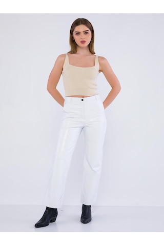 Basics&more Kadın Hakiki Deri Pantolon P03 001