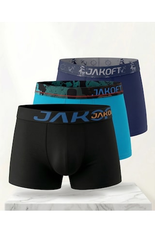 Jakoft Classic Pamuklu Erkek Boxer 3'lü Paket Siyah - Mavi - Lacivert