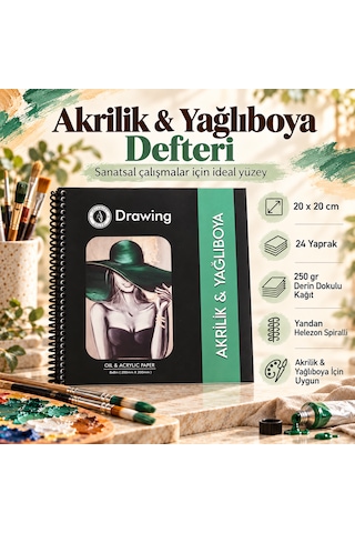 Akrilik Boya Ve Yağlı Boya Sketchbook 20x20 Cm 250 Gr 24 Yaprak Dokulu