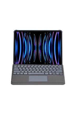 Newface Apple T5509d iPad Uyumlu Pro 12.9 2022 Kılıf Palermo Ledli Klavyeli Standlı Tablet Kılıfı - Siyah Arka Kapak