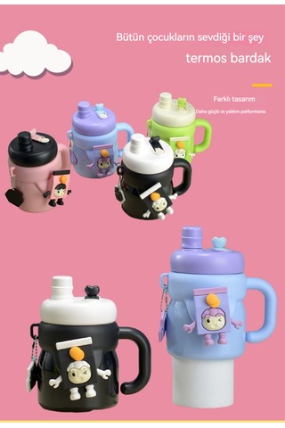 Çizgi Film Çocuk Çift İçki Termos Bardak161- Mavi