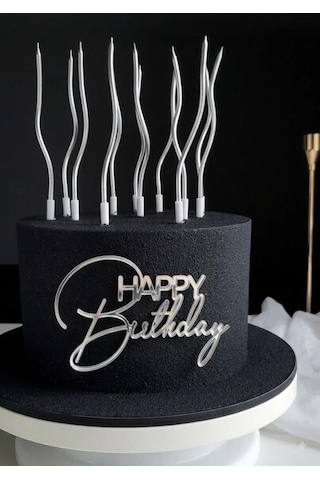 Shop Gümüş Renk Kıvrımlı Doğum Günü Mumları 6 Lı Set Pasta Süs Mum Doğum Günü Pasta Süsleme