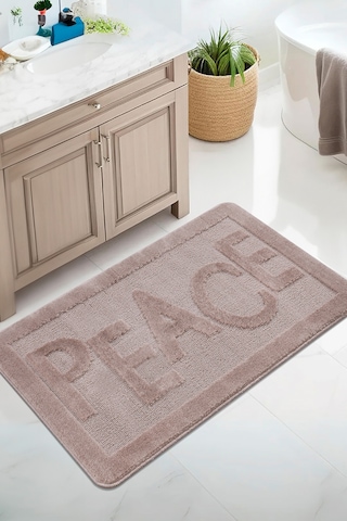 Doğal Kaymaz Taban Banyo Paspas Uzun Ömürlü Yumuşak Dokulu Su Emici Yıkanabilir Peace 60x100 Vizon