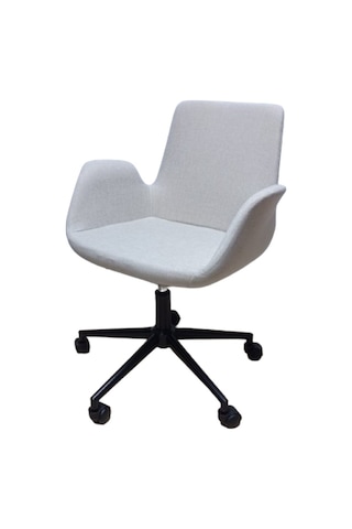 Büro Koltuğu Ofis Sandalyesi Pembe Renk Keten Kumaş Metal Ayaklı