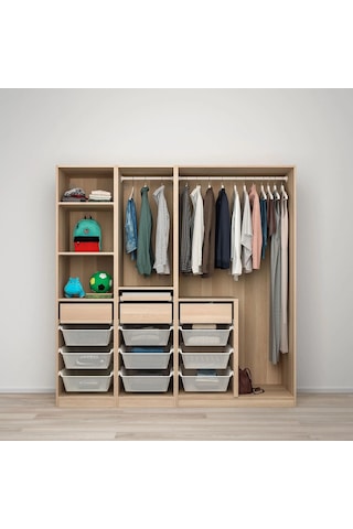 Ikea Meşe Geniş Kapaklı Gardırop 200x60x201 Cm