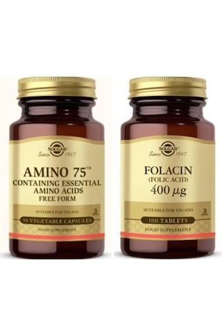 Solgar Amino 75 Essential Amino 30 Kapsül+ Folic Acid 400 Mcg 100 Tablet