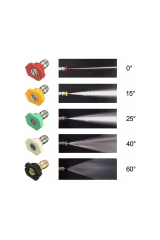 Dianziye Stainless Steel-copper 5'li Fırça Ve Açılı Nozzle Seti, 1/4" Hızlı Bağlantı, Basınç Yıkama Makinesi İçin 0 ,15 ,25 ,40 ,sabun