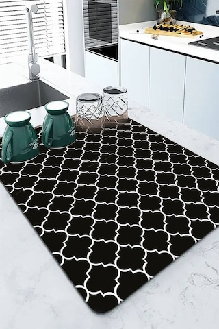 Siyah Fas Desen Microfiber Bulaşık Kurutma Matı Mm002n11